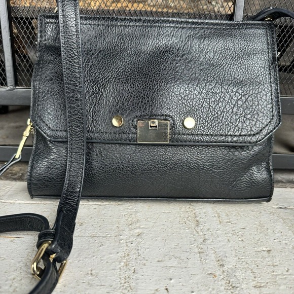 Sole Society  Black Pebbled Leather With Gold Tone Adjustable Strap‎ Crossbody - Picture 3 of 15